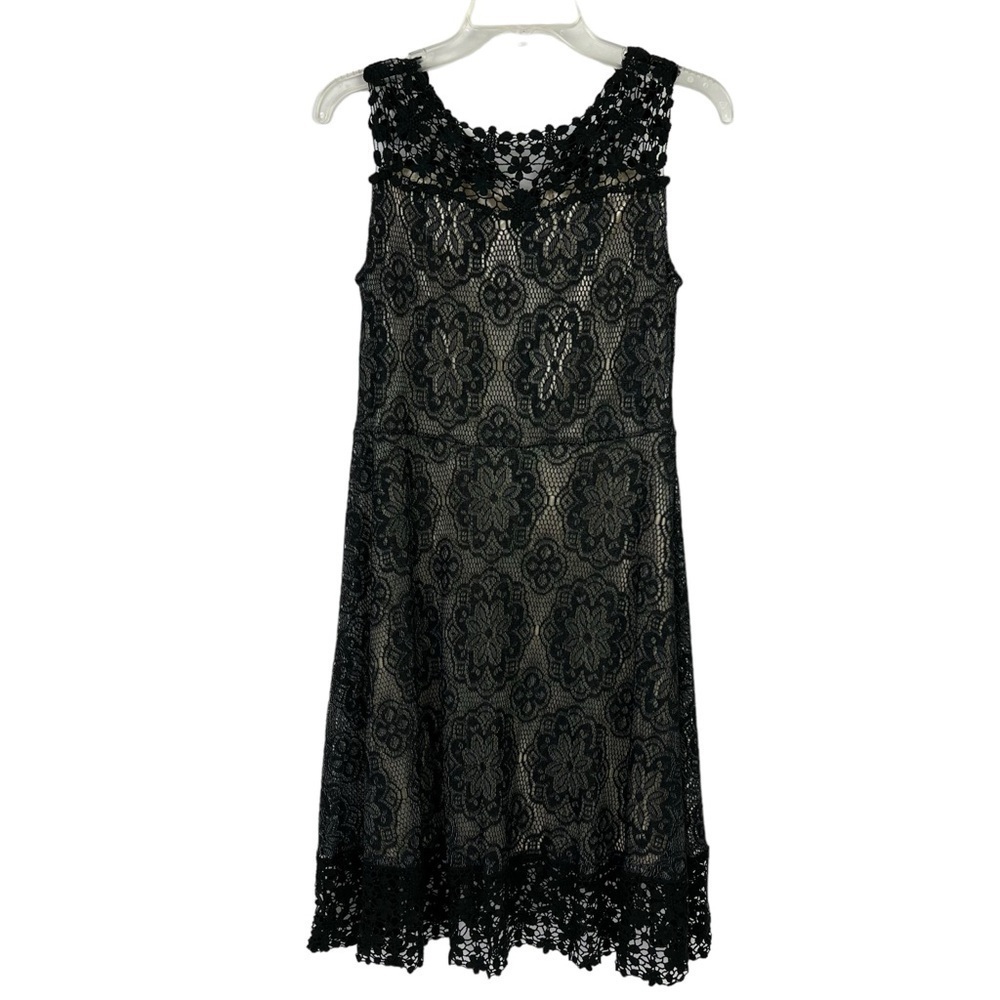 Mystree Women’s Evening/Career Dress Sz Medium Black With Tan Lining Sleeveless - Picture 1 of 15